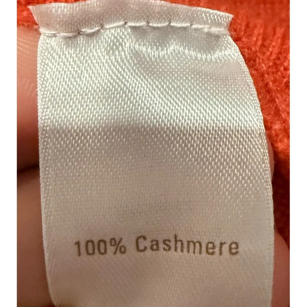 Caslon 100% Cashmere Sweater Women Sz L Orange Pullover V-Neck Preppy Casual